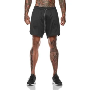 Men's 2-in-1 Camo Quick Dry Yoga and Running Shorts Compression Inner Layer Gym Fitness Jogging Pants