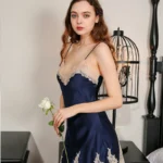 Summer & Spring Satin Silk Clothing Sexy Lingerie Lace Robe Dress Nightdress Nightgown Sleepwear for Ladies