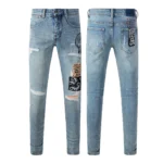 KSUBI Men’s Jeans Original Elastic Fabrics Distressed Stonewashed Colored Dark Ripped Denim Pencil Pants High