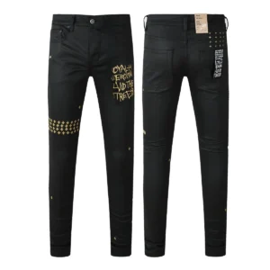 KSUBI Men's Jeans Original Elastic Fabrics Distressed Stonewashed Colored Dark Ripped Denim Pencil Pants High
