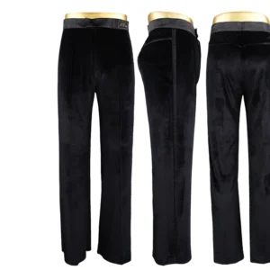High Quality Winter Velvet Black Long Man Latin Ballroom Pants