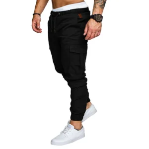 Plus Size Cargo Pants Men's Casual Tethered Elastic Men Jogger Pants Track Pants