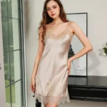Summer & Spring Satin Silk Clothing Sexy Lingerie Lace Robe Dress Nightdress Nightgown Sleepwear for Ladies