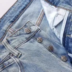 Designer Clothing KSUBI Men’s Jeans Original Elastic Fabrics Distressed Stonewashed Colored Dark Ripped Denim Pencil Pants High