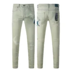 KSUBI Men’s Jeans Original Elastic Fabrics Distressed Stonewashed Colored Dark Ripped Denim Pencil Pants High