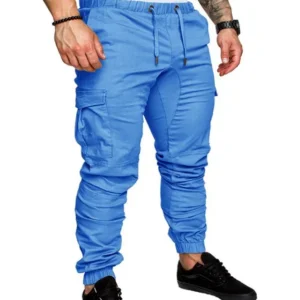 Plus Size Cargo Pants Men's Casual Tethered Elastic Men Jogger Pants Track Pants