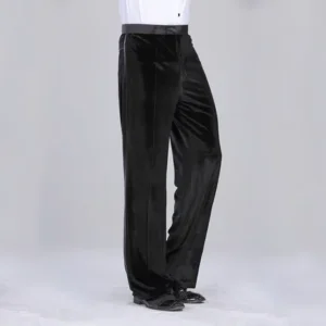 High Quality Winter Velvet Black Long Man Latin Ballroom Pants