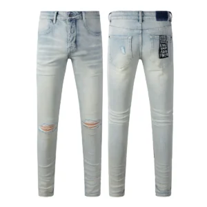 Designer Clothing KSUBI Men's Jeans Original Elastic Fabrics Distressed Stonewashed Colored Dark Ripped Denim Pencil Pants High