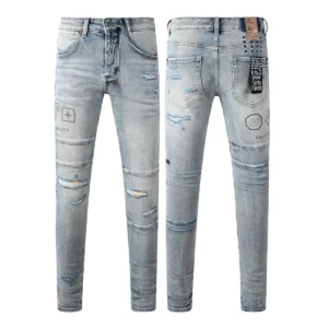 KSUBI Men's Jeans Original Elastic Fabrics Distressed Stonewashed Colored Dark Ripped Denim Pencil Pants High