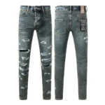 Designer Clothing KSUBI Men’s Jeans Original Elastic Fabrics Distressed Stonewashed Colored Dark Ripped Denim Pencil Pants High