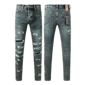 Designer Clothing KSUBI Men's Jeans Original Elastic Fabrics Distressed Stonewashed Colored Dark Ripped Denim Pencil Pants High