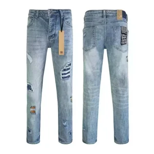 KSUBI Men's Jeans Original Elastic Fabrics Distressed Stonewashed Colored Dark Ripped Denim Pencil Pants High