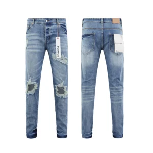 High Quality Men's Designer Ripped Vintage Slim Jeans Blue Men Pants Distressed Denim Jeans