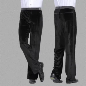 High Quality Winter Velvet Black Long Man Latin Ballroom Pants