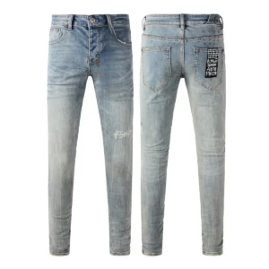 KSUBI Men's Jeans Original Elastic Fabrics Distressed Stonewashed Colored Dark Ripped Denim Pencil Pants High