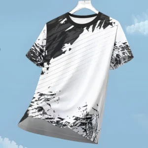 Men's T-shirt Fashion Color Block 3D Print Tee Outdoor Run Fitness Sports Short Sleeve Summer Casual O-neck Loose Breathable Top