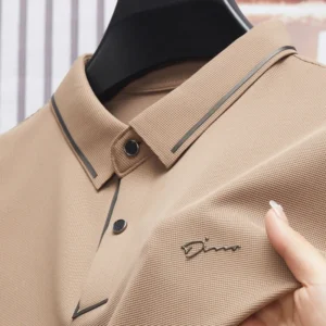 Men's Polo Shirt Seamless Premium Luxury Cool Fabric Business Casual Golf Slim Fit Blouse Collar T-shirt