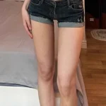 Summer New Women Korean Denim Shorts Pants Lady Low Waist Elastic Slim Fit Hot Pants Female Sexy Deep Blue Hip Wrapping Jeans