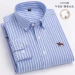 100% Pure Cotton Men Long Sleeve Dress Shirt for Oxford Shirt Men Plaid Striped Work Casual Social Shirts Male Regular-Fit S-6XL