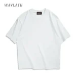 WAVLATII Oversized Summer T shirts for Women Men Brown Casual Female Korean Streetwear Tees Unisex Basic Solid Young Cool Tops