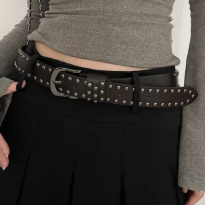 Belt Women's Jeans tie-in Ladies' belt fashion personality Rivet Belt senior black fashion
