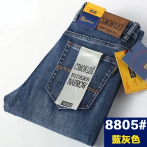 Csmor Lee Men's Jeans Autumn Winter Loose-fit Straight-leg Trendy Pants Casual Denim Trousers Men Classic Stretch Jeans Fashion