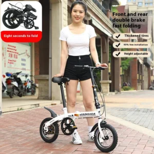 12 Small Bike cycling City Mini Folding Bicycle For Male And Female Students Portable Ultra Light Transmission Disc Brakes