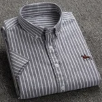 100% Pure Cotton Oxford Shirt For Men’s Short Sleeve Solid Stripe Leisure Embroidered Horse Social Business Formal Dress Shirts