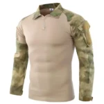 Outdoor Tactical Hiking T-Shirts Men Combat Military Army CP Camouflage Long Sleeve Hunting Climbing Shirt Cotton Sport Clothes