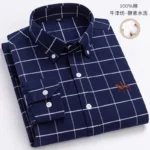 100% Pure Cotton Men Long Sleeve Dress Shirt for Oxford Shirt Men Plaid Striped Work Casual Social Shirts Male Regular-Fit S-6XL