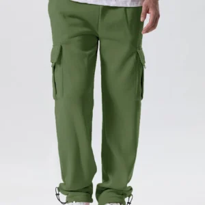 Mens Sweatpants Straight Fit Joggers for Sports and Streetwear Loose Oversized Drawstring Long Pants Men Multi-pocket Pants