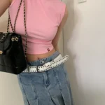 Belt Women’s Jeans tie-in Ladies’ belt fashion personality Rivet Belt senior black fashion