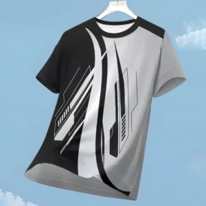 Men's T-shirt Fashion Color Block 3D Print Tee Outdoor Run Fitness Sports Short Sleeve Summer Casual O-neck Loose Breathable Top