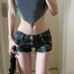 Hot Girl Low Waist Denim Super Short Shorts Women Summer New American Deep Blue High Street Bodycon A- Line Hot Pants