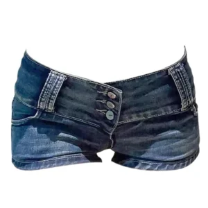Hot Girl Low Waist Denim Super Short Shorts Women Summer New American Deep Blue High Street Bodycon A- Line Hot Pants