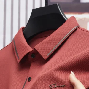 Men's Polo Shirt Seamless Premium Luxury Cool Fabric Business Casual Golf Slim Fit Blouse Collar T-shirt