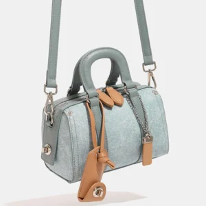 French Hand Boston Bag Women Advanced New Denim Shoulder Crossbody Bag Commuter Makeup Pillow Bag