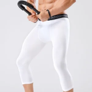 Men's Leggings Compression Pants Sports Leggings Basketball Quarter Shorts Quick Drying Running Training Stretch Fitness Pants