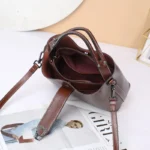 Real Oil Wax Leather Women’s Bucket Bag Casual and Simple Handbag Large Capacity Ladies Cowhide Fashionable Crossbody Tote Bag