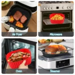 Silicone Air Fryer Oven Baking Plate Pizza Fried Chicken Silicone Basket Reusable Air Fryer Liner Accessory Silicone Air Fryer