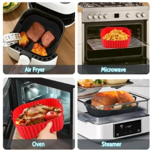 Silicone Air Fryer Oven Baking Plate Pizza Fried Chicken Silicone Basket Reusable Air Fryer Liner Accessory Silicone Air Fryer
