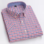 100% Pure Cotton Oxford Shirt For Men’s Short Sleeve Solid Stripe Leisure Embroidered Horse Social Business Formal Dress Shirts