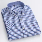 100% Pure Cotton Oxford Shirt For Men’s Short Sleeve Solid Stripe Leisure Embroidered Horse Social Business Formal Dress Shirts