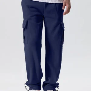 Mens Sweatpants Straight Fit Joggers for Sports and Streetwear Loose Oversized Drawstring Long Pants Men Multi-pocket Pants