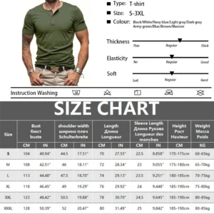 Men's Short Sleeve Henley Neck T-shirt Solid Color Male Tops Slim Fit Button Neck Casual Cozy Tshirt  Streetwear