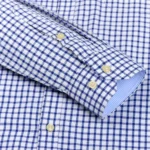 Men’s Long Sleeve Oxford Plaid Striped Work Casual Shirt with Pocket, Spring Autumn  Cotton Blend Regular-fit Button-down Shirts