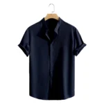 Youth Casual Beach Short Sleeve Shirts Solid Color Loose Casual Breathable Shirt Lightweight Streetwear Male Button Tops