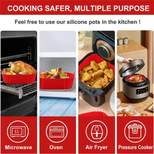 22cm Silicone Air Fryers Oven Baking Tray Pizza Fried Chicken Airfryer Silicone Basket Reusable Airfryer Pan Liner Accessories