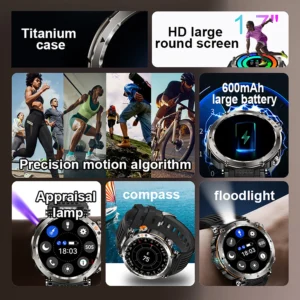 New 5ATM Outdoor Men 600mAh Heart rate IP 68 Sports Smartwatch 2025