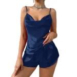 Luxury Sexy Sleepwear Sleeping Pants Two-piece Set Women Casual Four Seasons Home Clothing Thin Silk-like Suspender Nightdress
